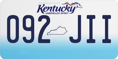 KY license plate 092JII