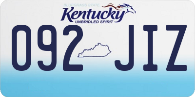 KY license plate 092JIZ