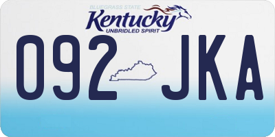 KY license plate 092JKA