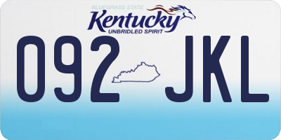 KY license plate 092JKL