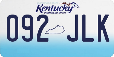 KY license plate 092JLK