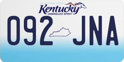 KY license plate 092JNA