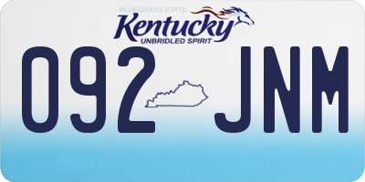 KY license plate 092JNM