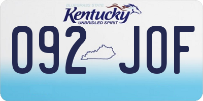 KY license plate 092JOF