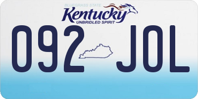 KY license plate 092JOL