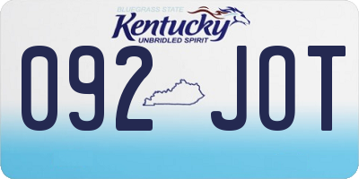 KY license plate 092JOT