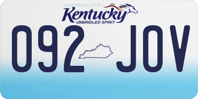 KY license plate 092JOV