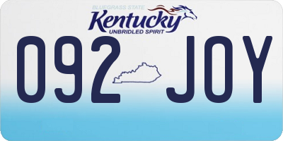 KY license plate 092JOY