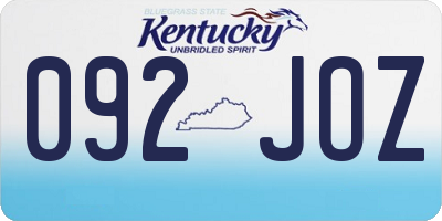KY license plate 092JOZ