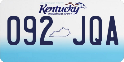 KY license plate 092JQA
