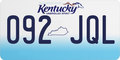 KY license plate 092JQL