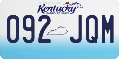 KY license plate 092JQM