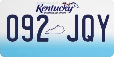 KY license plate 092JQY