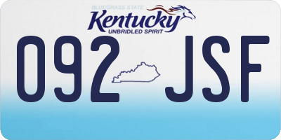 KY license plate 092JSF