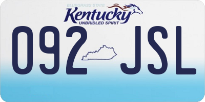KY license plate 092JSL