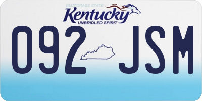 KY license plate 092JSM