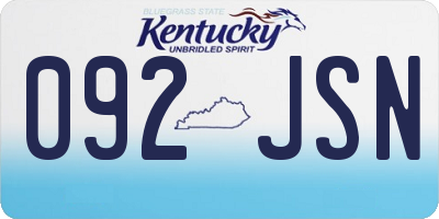 KY license plate 092JSN