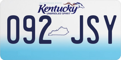 KY license plate 092JSY
