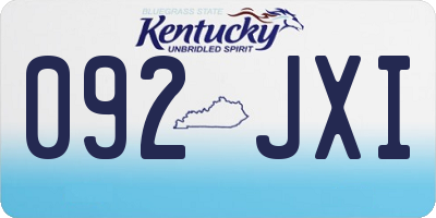 KY license plate 092JXI