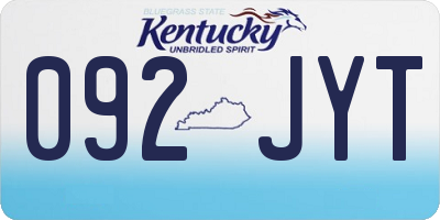 KY license plate 092JYT