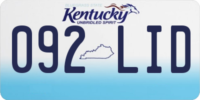 KY license plate 092LID