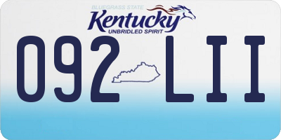 KY license plate 092LII