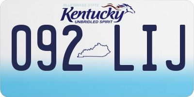 KY license plate 092LIJ