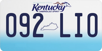 KY license plate 092LIO