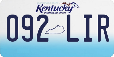KY license plate 092LIR