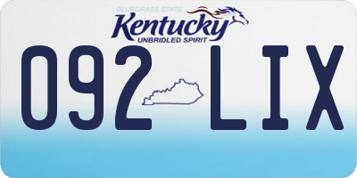 KY license plate 092LIX