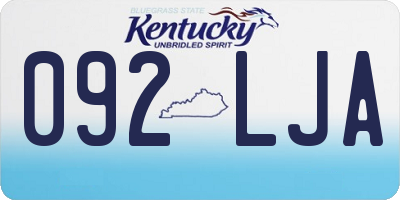 KY license plate 092LJA