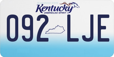KY license plate 092LJE