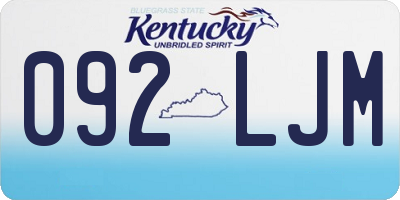 KY license plate 092LJM