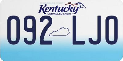 KY license plate 092LJO