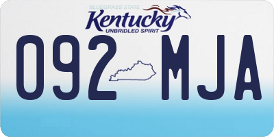 KY license plate 092MJA