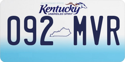 KY license plate 092MVR
