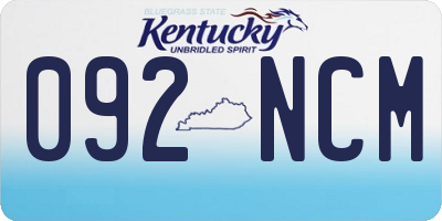 KY license plate 092NCM