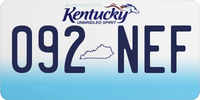 KY license plate 092NEF