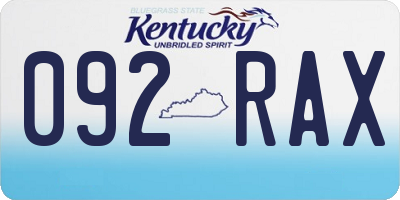 KY license plate 092RAX