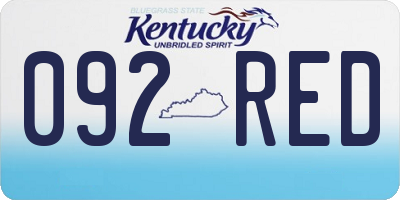 KY license plate 092RED