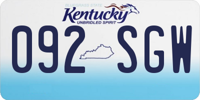 KY license plate 092SGW