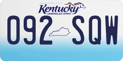 KY license plate 092SQW