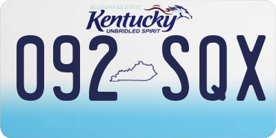 KY license plate 092SQX