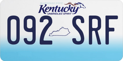 KY license plate 092SRF