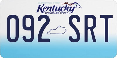 KY license plate 092SRT