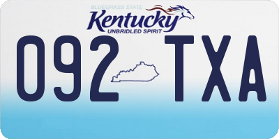 KY license plate 092TXA