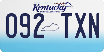 KY license plate 092TXN