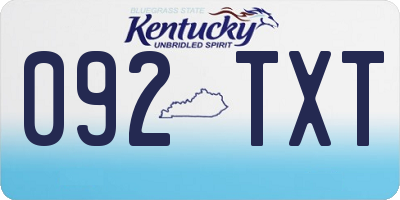 KY license plate 092TXT