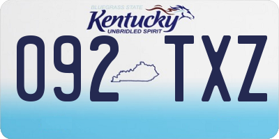 KY license plate 092TXZ