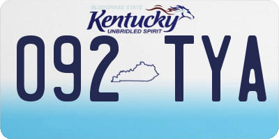 KY license plate 092TYA
